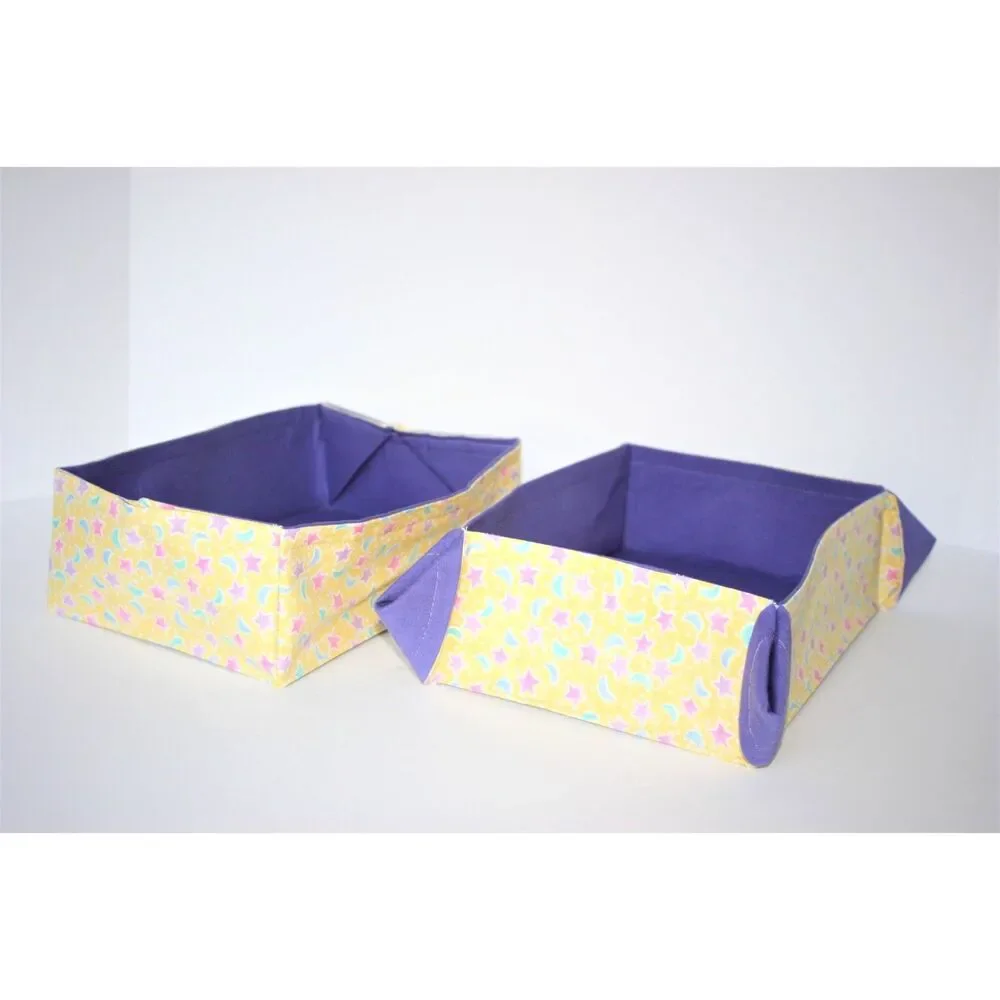 PAIR Cloth Boxes or Trays for Drawer or Shelf Organization